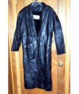 Braefair Leather NY Black Leather Long Coat with Zip in Fur Size M - £108.83 GBP