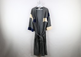 Vintage 60s 70s Streetwear Mens OSFA Color Block Belted Velour Bath Robe... - $1,018.87 MXN