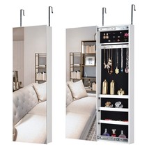 Full Mirror Jewelry Storage Cabinet With With Slide Rail Can Be Hung On The Door - £73.49 GBP
