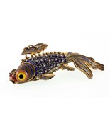 Vermeil Vintage 1920s Chinese Articulated Cloissone Filigree Koi Fish Pe... - $411.64