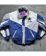Dallas Cowboys Jacket Puffer Vintage 90s Pro Player Sz L Blue NFL Footba... - $164.12 CAD