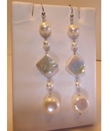 Fresh Water Pearl Sterling Silver Dangle Hook Earrings - $19.99