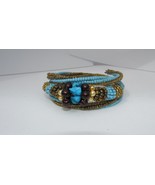 Handmade Seed Bead, Glass Pearl and Shell Fancy Coil Bracelet - $12.99