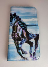 For iPhone 14 Pro Wallet Pattern Flip PU Leather Card Slot Stand Case Horse Blue - £7.55 GBP