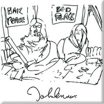 BEATLES / JOHN LENNON bedism black on white FRIDGE MAGNET official merch... - £4.89 GBP