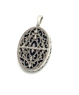 Vtg Sterling Silver JWBR Jane Seymour Oval Onyx Filigree Diamond Accent ... - $1,223.09 MXN
