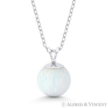 Fiery White Opal #4 Ball Bead Solitaire 14k White Gold Pendant &amp; Chain N... - $22.76+