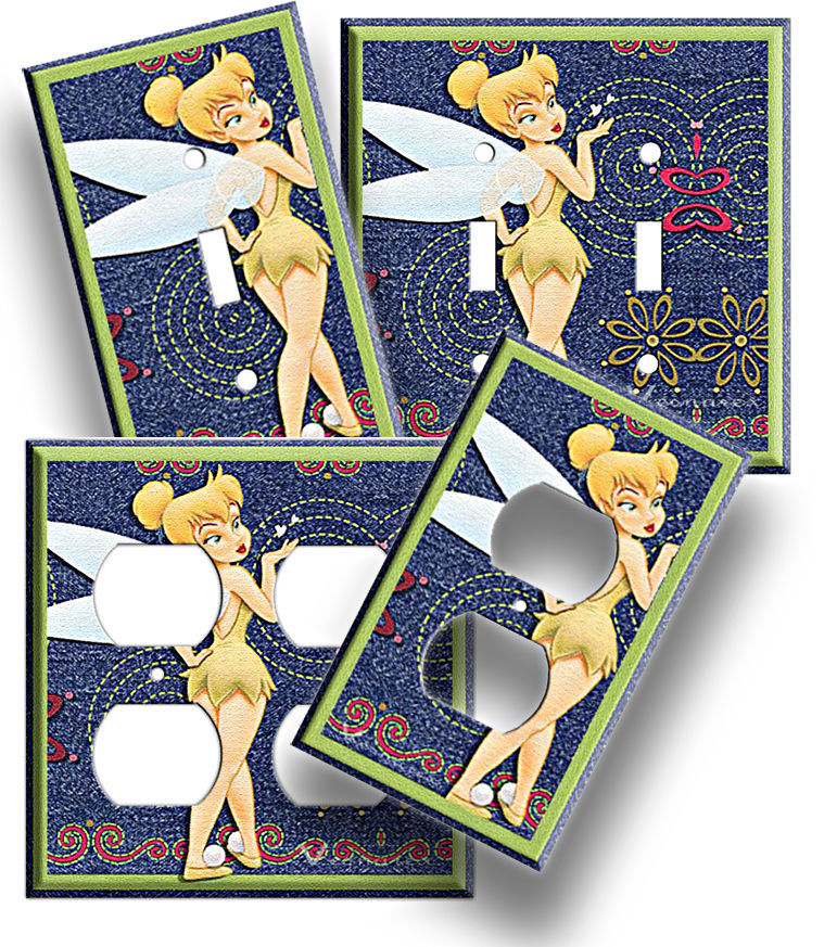CUTE TINKER BELL LIGHT SWITCH POWER OUTLET WALL PLATE COVER GIRLS ROOM ART DECOR