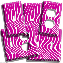 Pink Zebra Stripes Boutique Style Living Room Decor Light Switch Outlet Plates - £9.97 GBP+