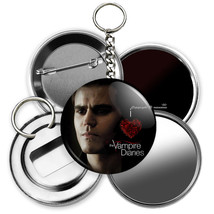 VAMPIRE DIARIES I LOVE HEART STEPHAN SALVATORE BUTTON HAND MIRROR KEY CH... - $6.76 CAD+