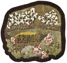Quiet Pond: Quilted Art Wall Hanging, Oriental fabrics - £372.85 GBP