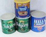 Metal Coffee Cans Empty Crafts Storage Folgers Hills Bros Maxwell House ... - $29.39