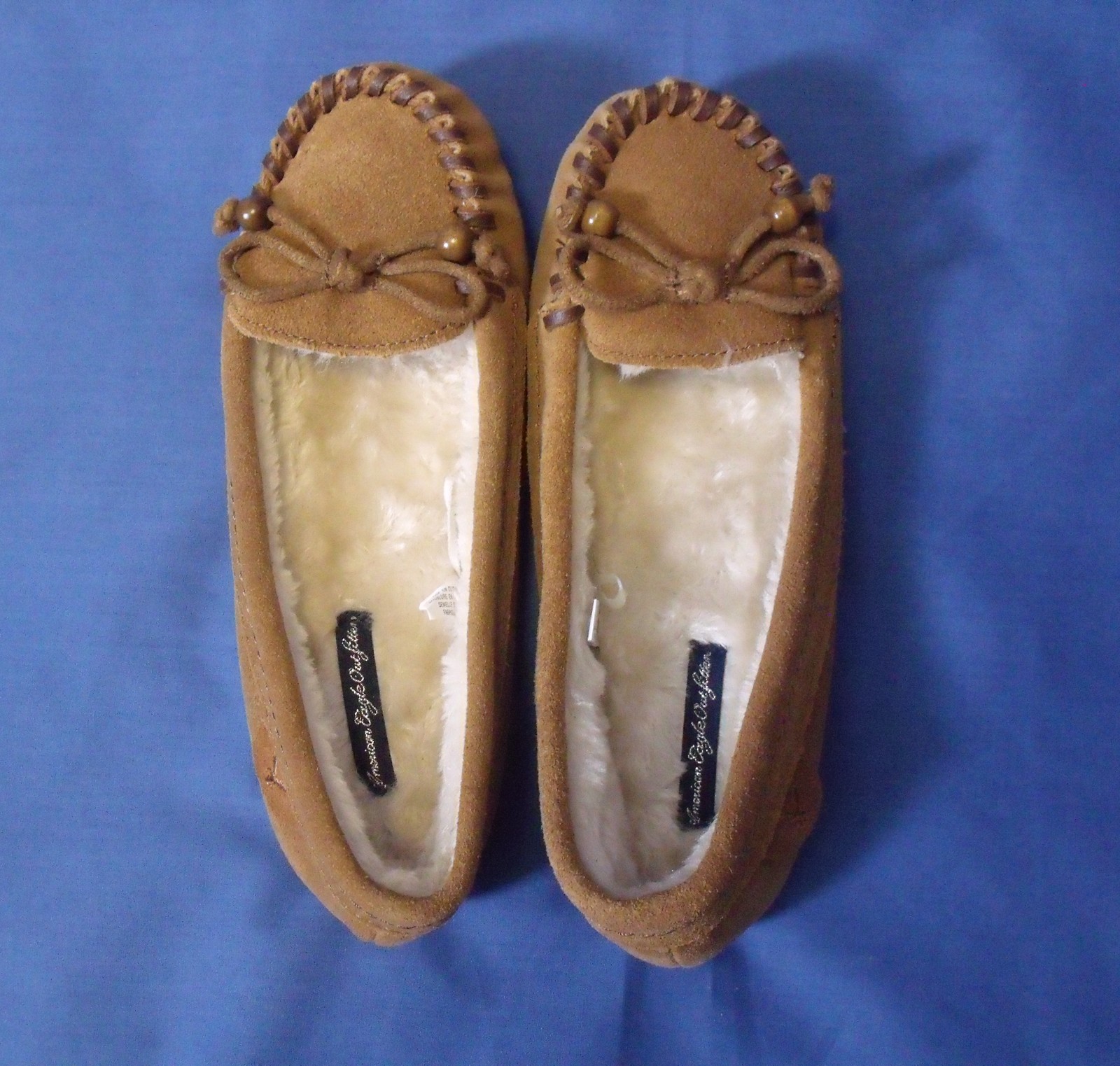 Girls American Eagle Outfitters New Leather Fur Lined Slippers Size 5 - £13.31 GBP