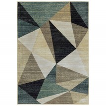 HomeRoots 388200 10 x 13 ft. Gray &amp; Teal Geometrics Indoor Area Rug - £392.93 GBP