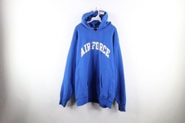 Vintage 90s Mens XL Faded Heavyweight Spell Out Air Force Academy Hoodie Blue - £47.44 GBP