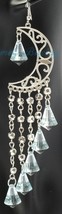 NEW! Silver Crescent Long Light Blue Crystal Beads Tassels Dangle Earrin... - $5.99