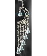 NEW! Silver Crescent Long Light Blue Crystal Beads Tassels Dangle Earrin... - £4.69 GBP