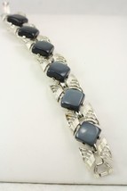 Vintage Costume Jewelry Coro Blue Lucite Moonglow Gold Tone Link Bracelet - £16.54 GBP
