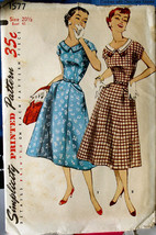 Vintage 1577 (Uncut) Pattern !950s Womans Dress 41&quot; Bust Size - $12.99