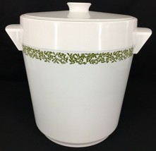 Vintage Thermo-Serv Insulated Ice Bucket by WestBend White w Green Ivy Vine Trim - £14.90 GBP