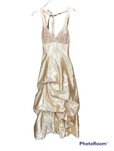 80&#39;s Jessica McClintock For Gunne Sax Halter Sequin Satin Formal Dress Sz 3 Gold - £94.14 GBP