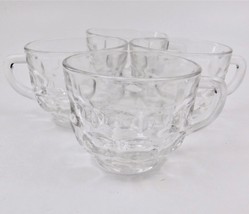 4 Federal Glass Clear Yorktown Thumbprint  Punch Cup Mug Vintage - £22.93 GBP