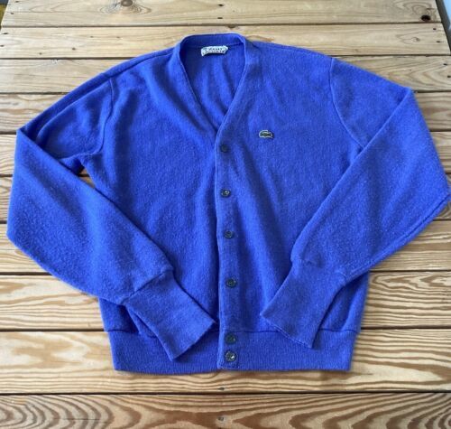 Primary image for Vintage Izod Lacoste Men’s Button up cardigan sweater size L Purple DG