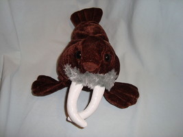 Kellytoy Stuffed Animal Walrus Plush Brown White Tusks 10&quot; Small Seal Soft Toy - £9.15 GBP
