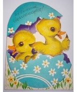 Vintage Gibson It’s Eastertime Granddaughter Flocked Ducklings Easter Ca... - $6.99