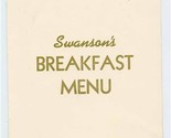Swanson&#39;s Breakfast Menu 1940&#39;s Serving Fried Rolls, Pinwheels, Rusks  - £13.98 GBP