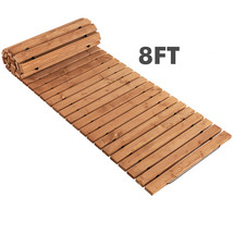 Patiojoy 8 FT 22&quot; Width Roll-out Wood Pathway Patio Path Straight Weather-Resist - £119.41 GBP