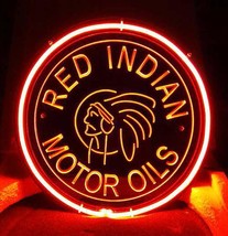 Red Indian Motor Oils 3D Acrylic Beer Bar Neon Light Sign 11&#39;&#39; Diameter  - £156.48 GBP