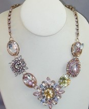 STUNNING Heavily Jeweled Betsey Johnson Flower Statement Necklace - £99.91 GBP