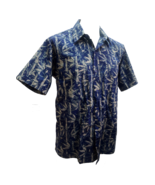 Malaysian Batik Navy Gray Bamboo Men Shirt Tie Dye Casual Hawaiian Beach... - £31.78 GBP