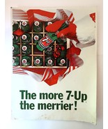 Vtg Christmas Graphic &#39;65 7-UP Soda MORE THE MERRIER Stand-Up Store Ad S... - $49.99