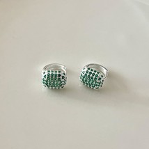 Rling silver green zircon crystal earrings for women green stone inlay cz hoop earrings thumb200