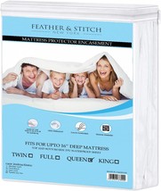 Feather &amp; Stitch Premium Mattress Protector, Bedding Zippered Mattress, ... - $43.98