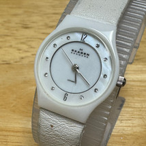 Skagen Quartz Watch 233XSCLW Women White Ceramic Slim Leather MOP New Battery - £26.99 GBP