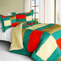 [Joy Jungle] Quilted Patchwork Down Alternative Comforter Set (Twin Size) - £52.39 GBP