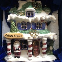 Christmas Village Ceramic House Tea Light Winter Chalet Candle Holder - £12.66 GBP