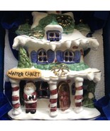 Christmas Village Ceramic House Tea Light Winter Chalet Candle Holder - £12.41 GBP