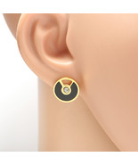 Gold Tone Earrings with Sparkling Crystals &amp; Jet Black Faux Onyx - $26.99