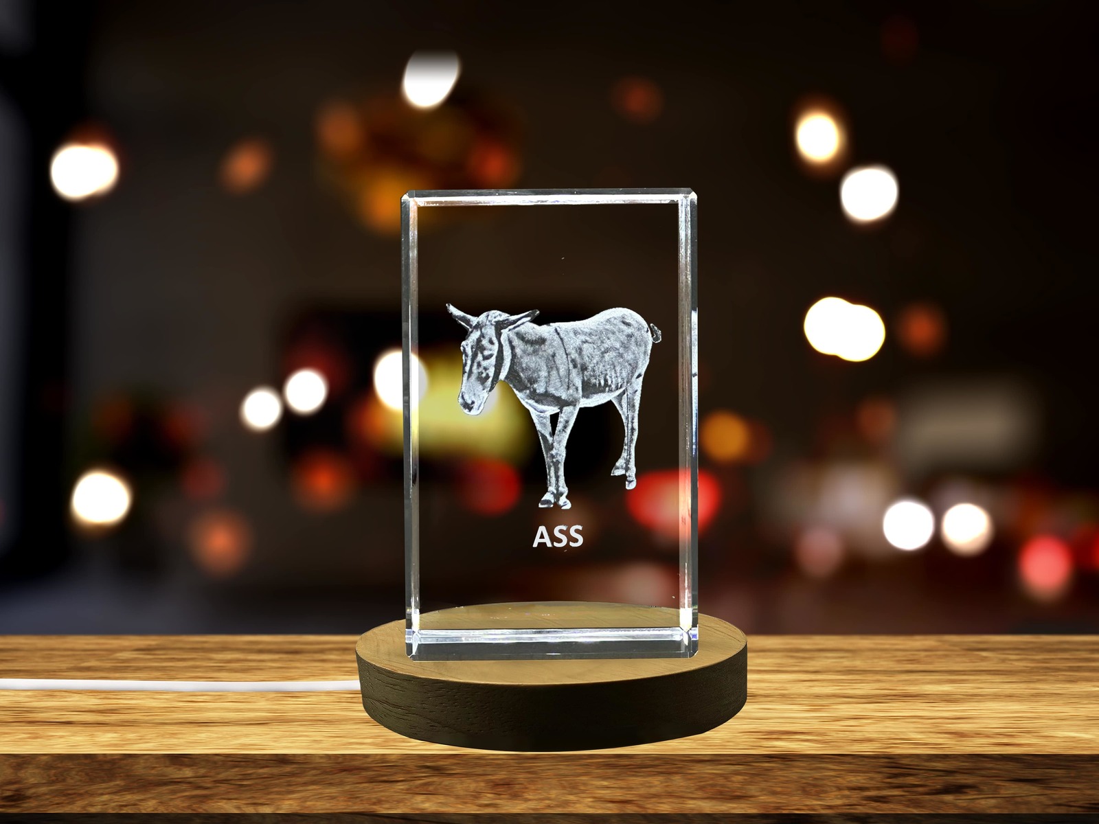 LED Base included | Unique 3D Engraved Crystal with Ass Design - Perfect Gift