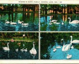 Family of Geese Winona&#39;s Happy Family Winona Lake Indiana IN Linen Postc... - $2.92