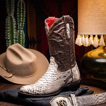 KANSAS Genuine Snake Skin Cowboy Boot from the Western Collection Natural image 8