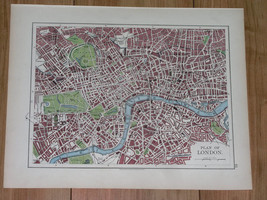 1904 Antique Map Of London Downtown / England / Verso Edinburgh Dublin Ireland - £26.35 GBP