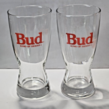 Lot of 2 Budweiser Bud King of Beers Pub Style Beer Glasses 10oz 5 3/4&quot; Tall - £11.74 GBP
