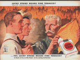 1943 Lucky Strike Means Fine Tobacco Men W/ Tabacco Leaf Print Ad Advert... - £5.18 GBP