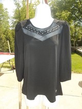 Nwt Adrienne Vittadini Black Beaded Top S - $19.99