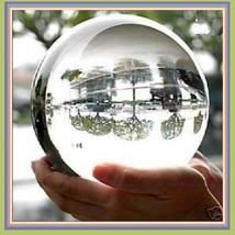 Rare Quartz Clear Crystal Orb  with Lacquered Wood Stand 